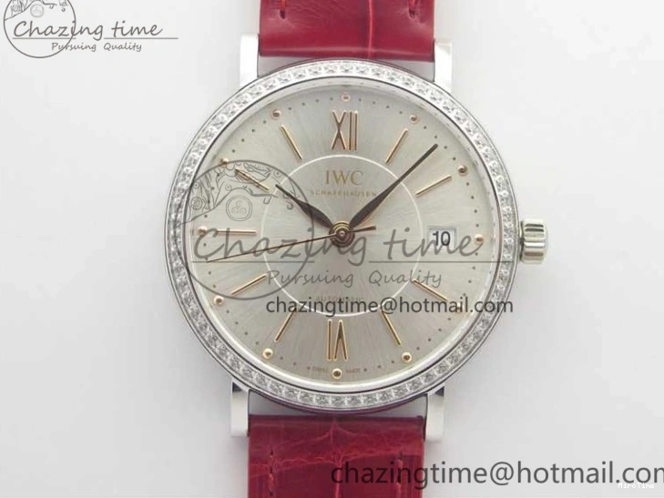 MIROTIME 0215 Portofino Automatic 37 SS M+F 1:1 Best Edition Silver Dial RG Markers on Red Crocodile Strap A Reliable 7154